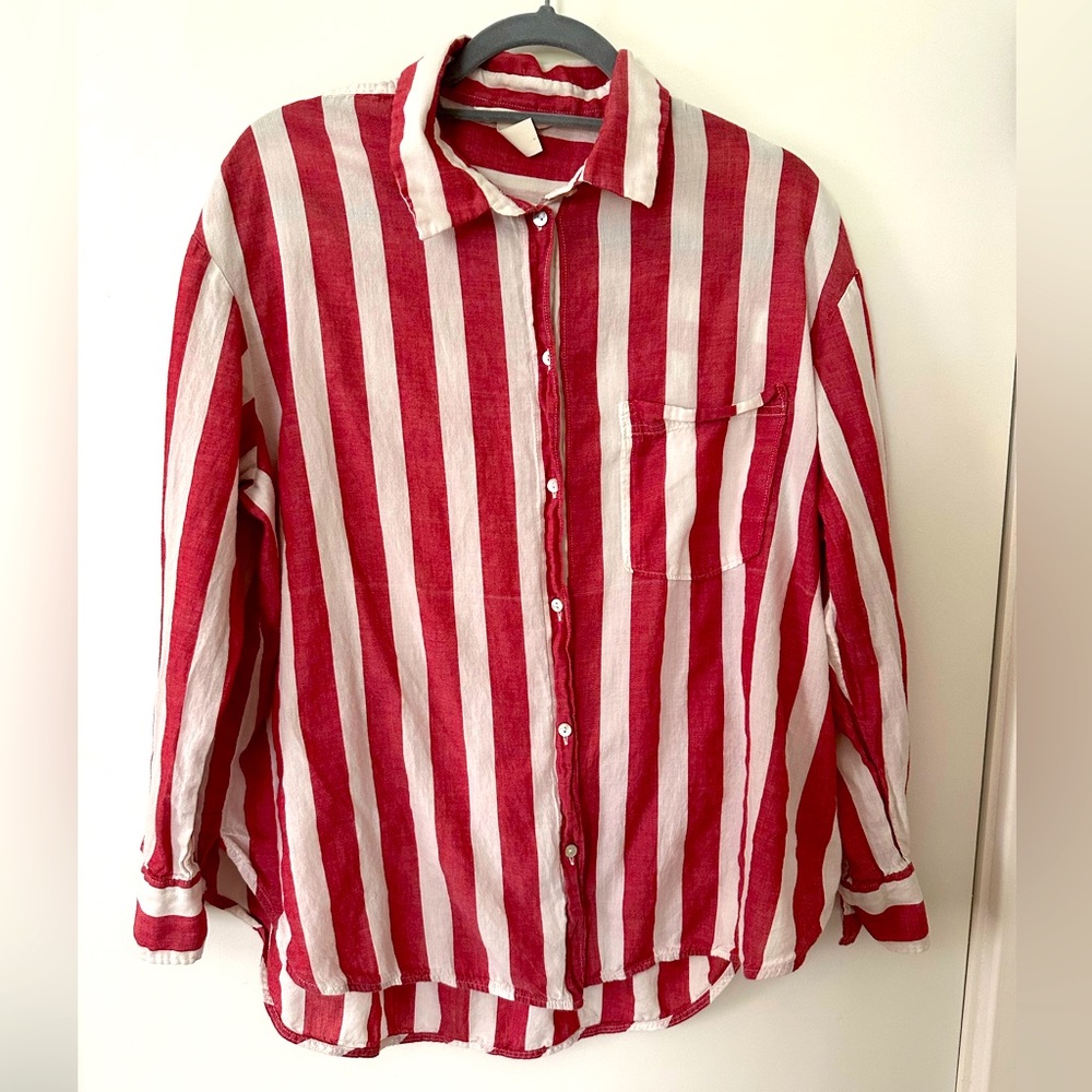 H&M Candy Striped Lightweight Cotton Button Up